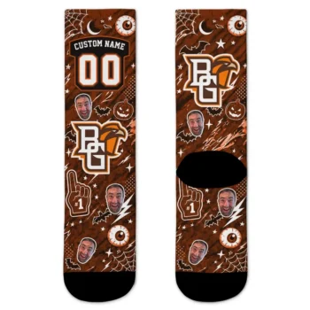 Bowling Green Falcons Socks Customized Scattered Icons Orange Best Selling