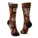 Bowling Green Falcons Socks Customized Scattered Icons Orange Best Selling