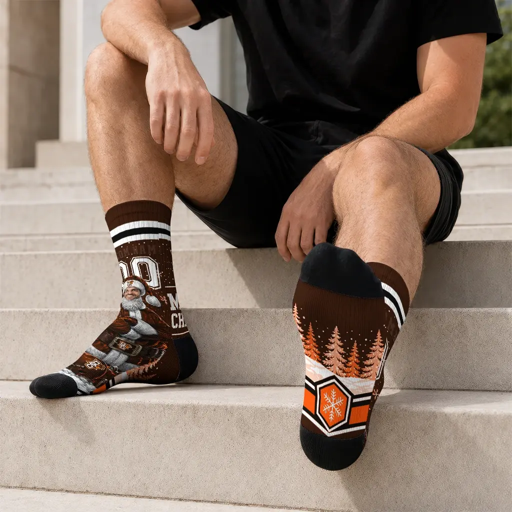 Bowling Green Falcons Socks Customized Snowy Scene Orange White Latest Model Bowling Green Falcons Socks Customized Snowy Scene Orange White Latest Model