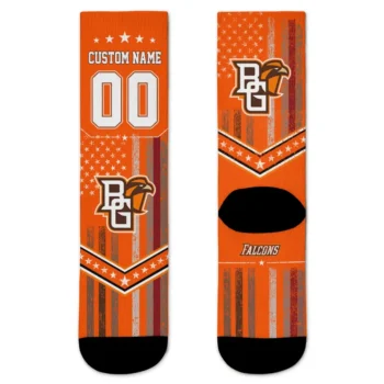 Bowling Green Falcons Socks Customized Star Stripes Orange White Best Selling