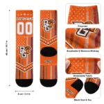 Bowling Green Falcons Socks Customized Star Stripes Orange White Best Selling