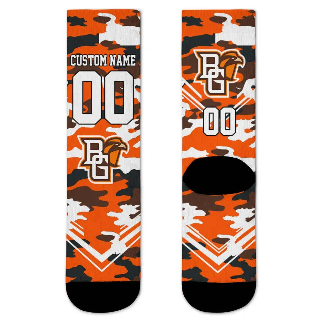 Bowling Green Falcons Socks Customized Woodland Camo Orange Best Selling Bowling Green Falcons Socks Customized Woodland Camo Orange Best Selling