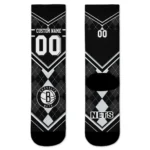 Brooklyn Nets Socks Custom Argyle Pattern Black Best Selling