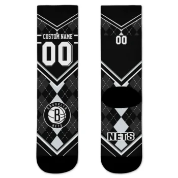 Brooklyn Nets Socks Custom Argyle Pattern Black Best Selling