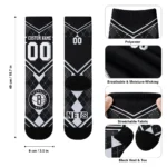 Brooklyn Nets Socks Custom Argyle Pattern Black Best Selling