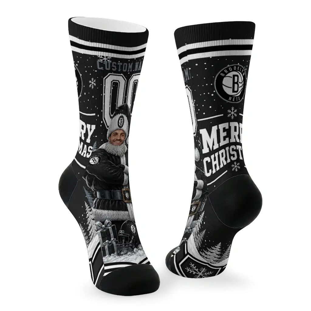 Brooklyn Nets Socks Custom Snowy Scene Black White Fashion Forward Brooklyn Nets Socks Custom Snowy Scene Black White Fashion Forward