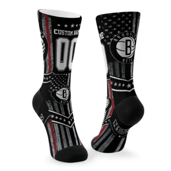 Brooklyn Nets Socks Custom Star Stripes Black White Fashion Forward