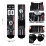 Brooklyn Nets Socks Custom Star Stripes Black White Best Selling