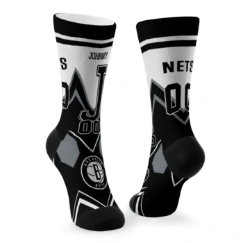 Brooklyn Nets Socks Customized Arrow Blocks Black Fashion Forward