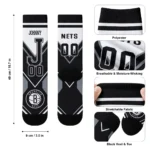 Brooklyn Nets Socks Customized Arrow Blocks Black Best Selling