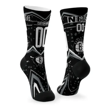 Brooklyn Nets Socks Customized Leopard Print Black Fashion Forward