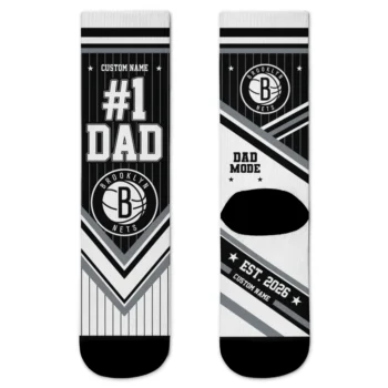 Brooklyn Nets Socks - Customized Pinstripe Chevron Black White