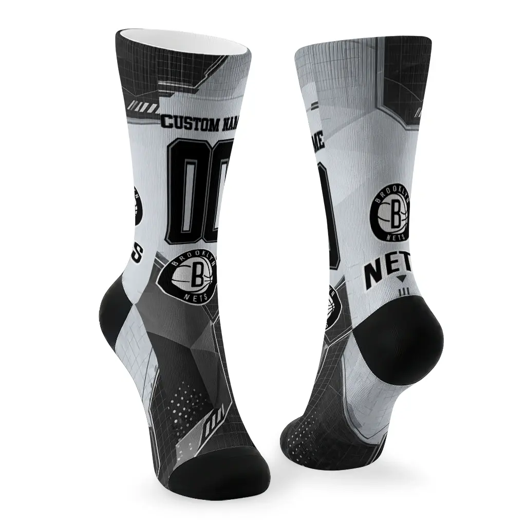 Brooklyn Nets Socks Personalized Geometric Tech Black Fashion Forward Brooklyn Nets Socks Personalized Geometric Tech Black Fashion Forward