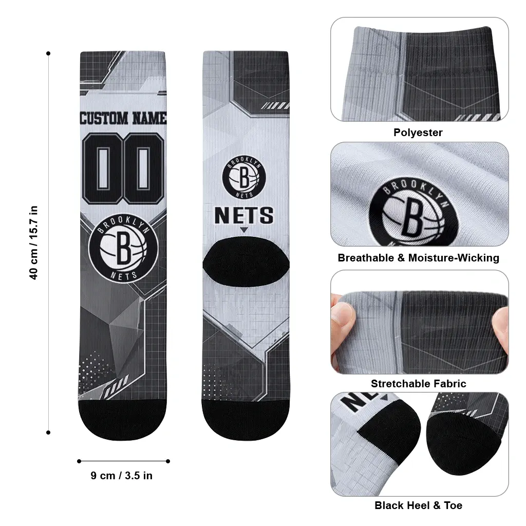 Brooklyn Nets Socks Personalized Geometric Tech Black High Quality Brooklyn Nets Socks Personalized Geometric Tech Black High Quality