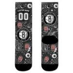 Brooklyn Nets Socks Personalized Scattered Icons Black Best Selling