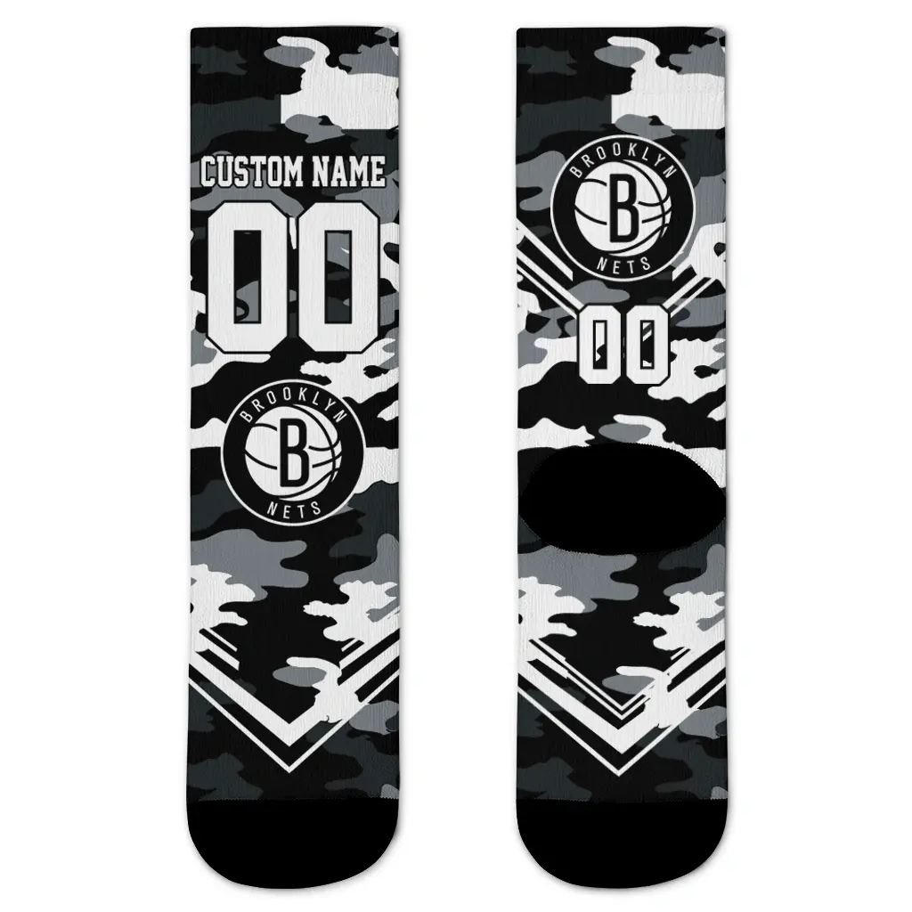 Brooklyn Nets Socks Personalized Woodland Camo Black Best Selling Brooklyn Nets Socks Personalized Woodland Camo Black Best Selling
