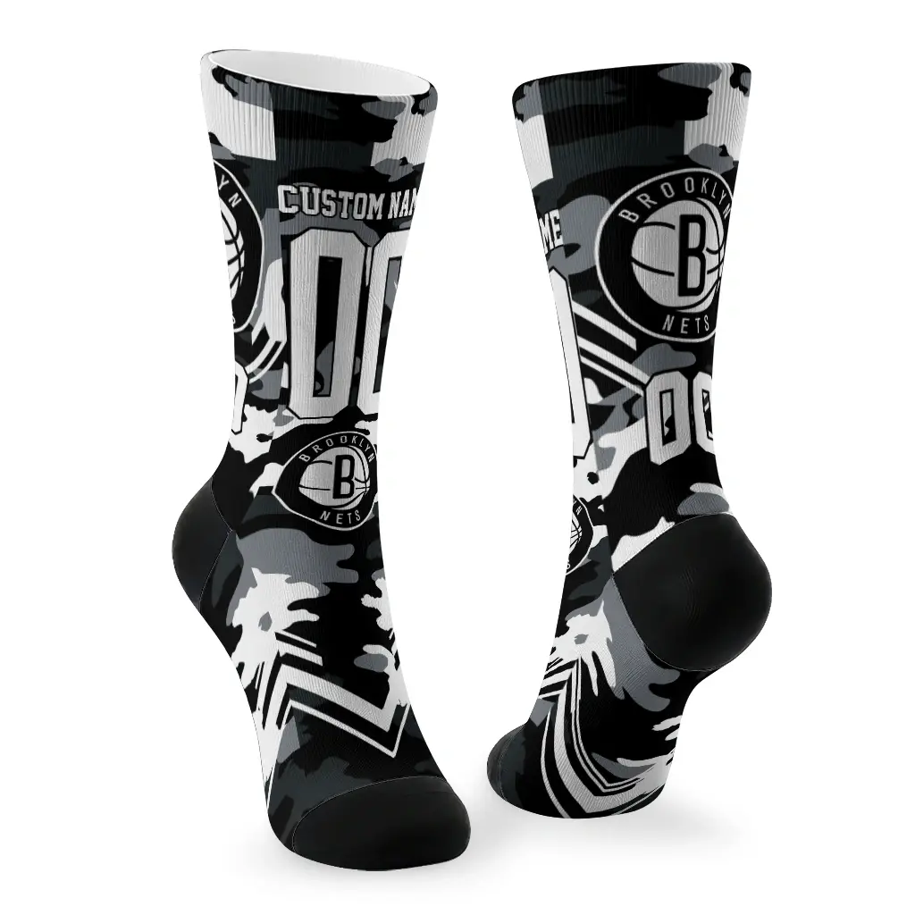 Brooklyn Nets Socks Personalized Woodland Camo Black Fashion Forward Brooklyn Nets Socks Personalized Woodland Camo Black Fashion Forward