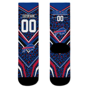 Buffalo Bills Socks Custom Leopard Print Blue Black Best Selling