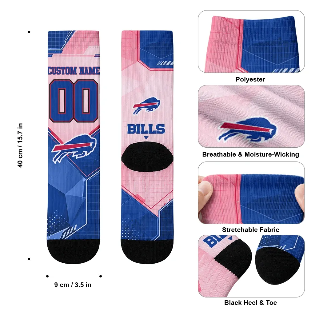 Buffalo Bills Socks Customized Geometric Tech Blue High Quality Buffalo Bills Socks Customized Geometric Tech Blue High Quality