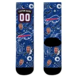 Buffalo Bills Socks Customized Scattered Icons Blue Best Selling