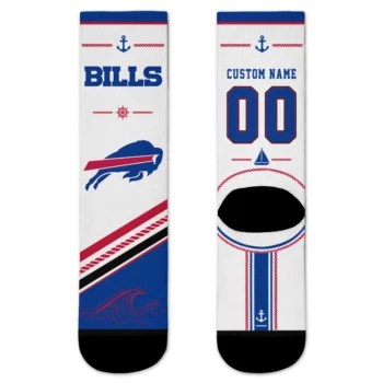 Buffalo Bills Socks - Personalized Nautical Icons Blue White
