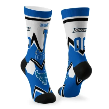Buffalo Bulls Socks Custom Arrow Blocks Royal Blue Fashion Forward