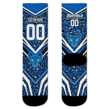 Buffalo Bulls Socks Custom Leopard Print Royal Blue Black Best Selling