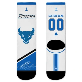 Buffalo Bulls Socks Custom Nautical Icons Royal Blue White Best Selling