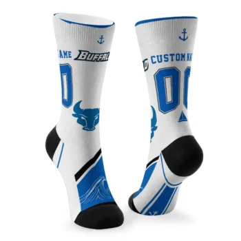 Buffalo Bulls Socks Custom Nautical Icons Royal Blue White Fashion Forward
