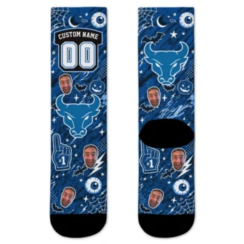 Buffalo Bulls Socks Custom Scattered Icons Royal Blue Best Selling