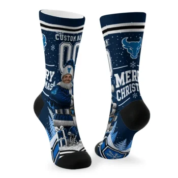 Buffalo Bulls Socks Custom Snowy Scene Royal Blue White Fashion Forward
