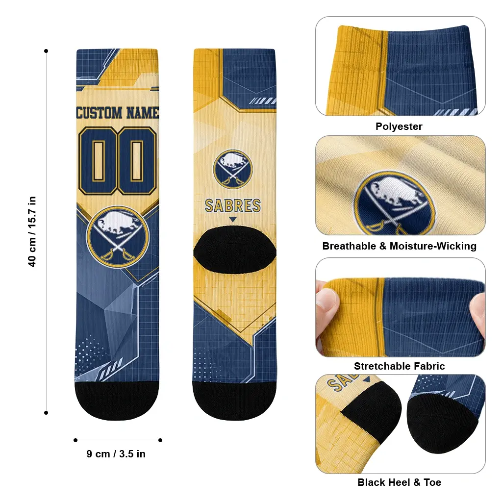 Buffalo Sabres Socks Custom Geometric Tech Navy Blue High Quality Buffalo Sabres Socks Custom Geometric Tech Navy Blue High Quality