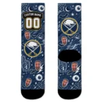 Buffalo Sabres Socks Custom Scattered Icons Navy Blue Best Selling