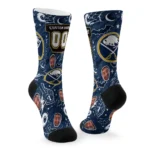 Buffalo Sabres Socks Custom Scattered Icons Navy Blue Best Selling