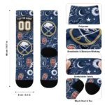 Buffalo Sabres Socks Custom Scattered Icons Navy Blue Best Selling