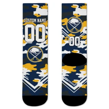 Buffalo Sabres Socks Custom Woodland Camo Navy Blue Best Selling