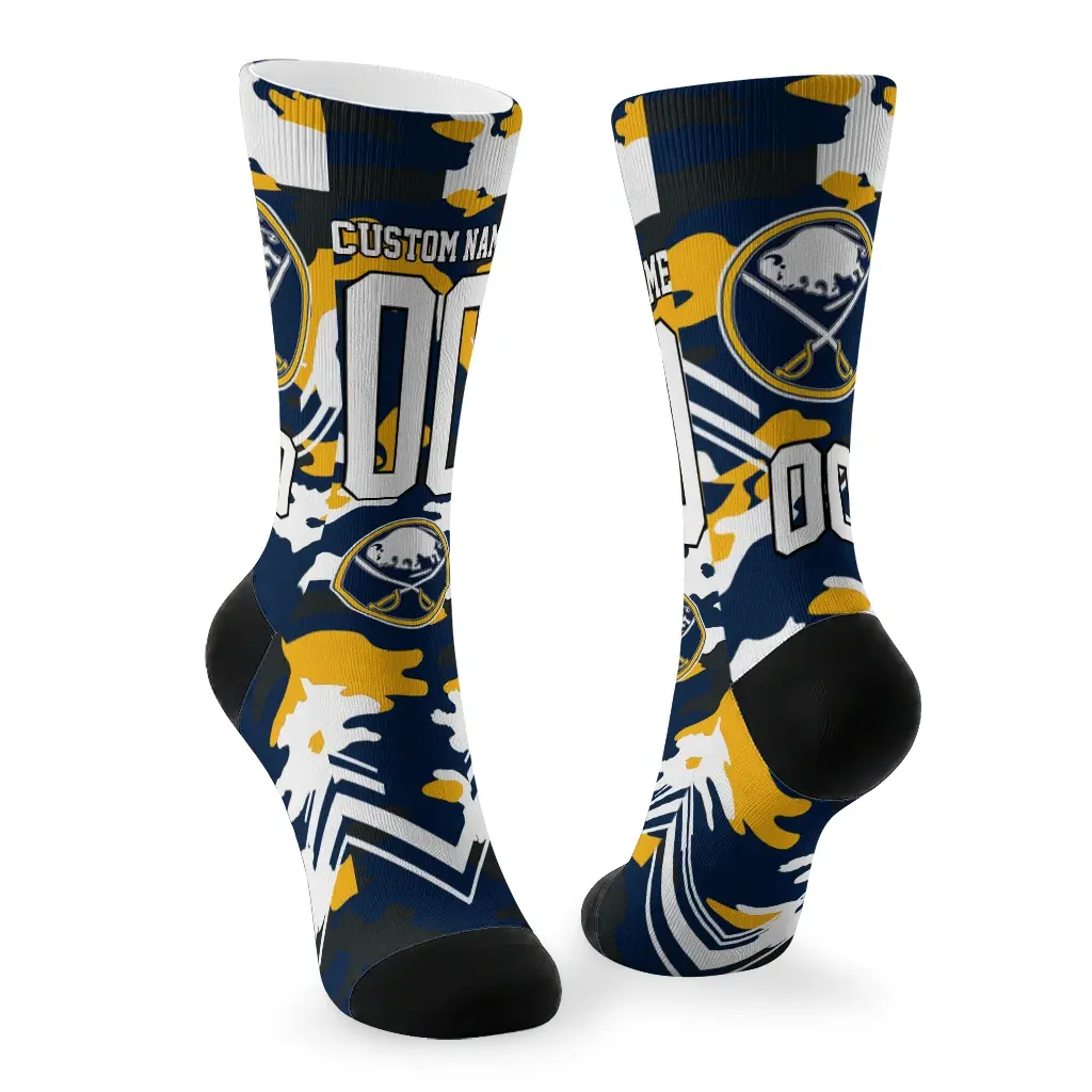 Buffalo Sabres Socks Custom Woodland Camo Navy Blue Fashion Forward Buffalo Sabres Socks Custom Woodland Camo Navy Blue Fashion Forward