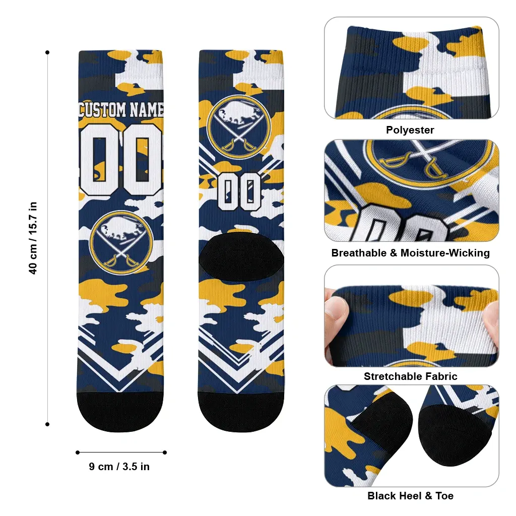 Buffalo Sabres Socks Custom Woodland Camo Navy Blue High Quality Buffalo Sabres Socks Custom Woodland Camo Navy Blue High Quality