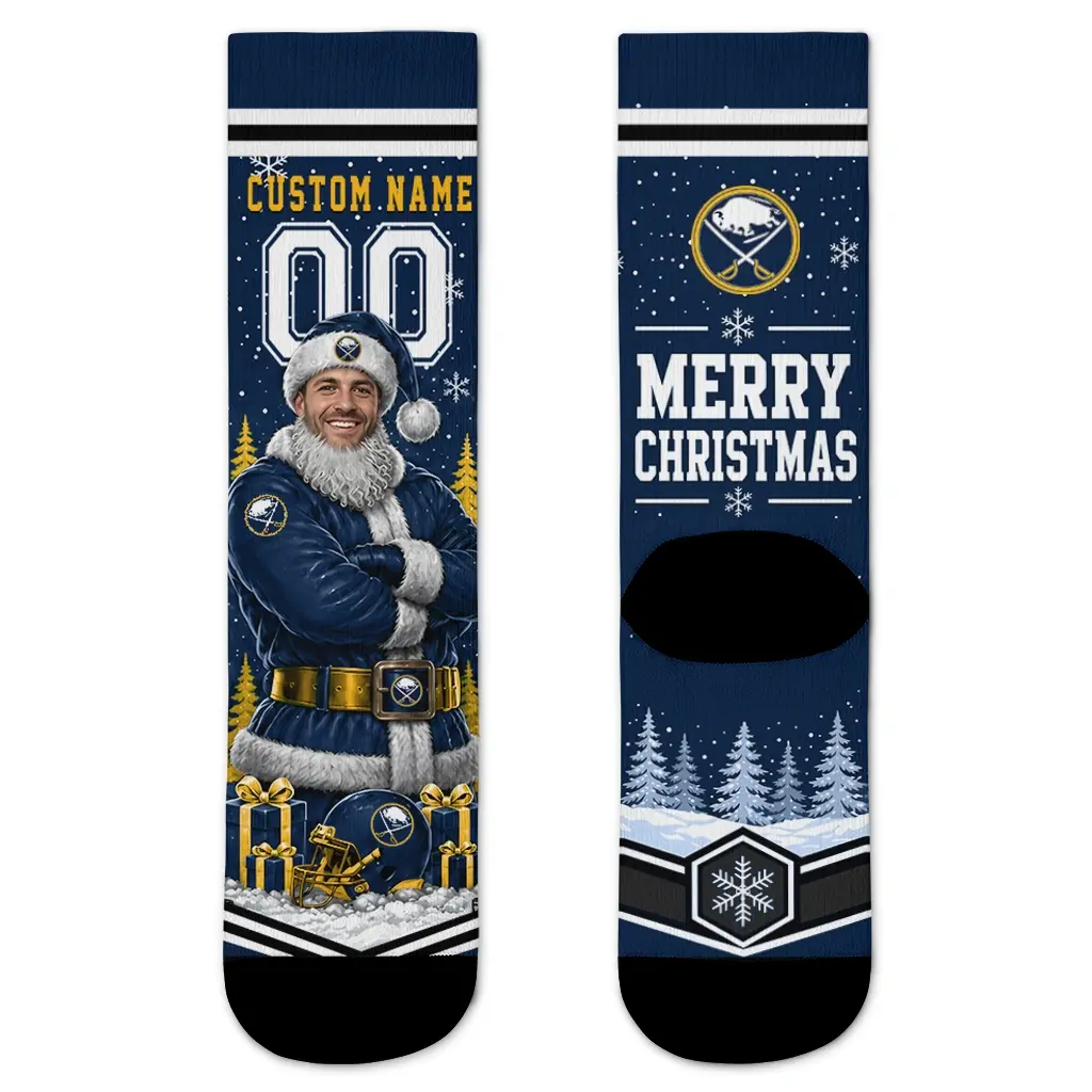 Buffalo Sabres Socks Customized Snowy Scene Navy Blue White Best Selling Buffalo Sabres Socks Customized Snowy Scene Navy Blue White Best Selling