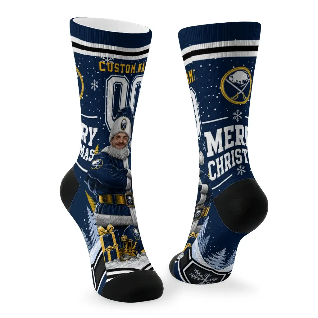 Buffalo Sabres Socks Customized Snowy Scene Navy Blue White Fashion Forward Buffalo Sabres Socks Customized Snowy Scene Navy Blue White Fashion Forward