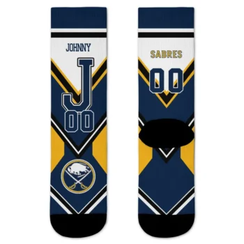 Buffalo Sabres Socks Personalized Arrow Blocks Navy Blue Best Selling