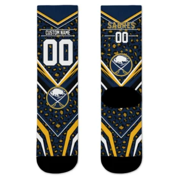 Buffalo Sabres Socks Personalized Leopard Print Navy Blue Black Best Selling