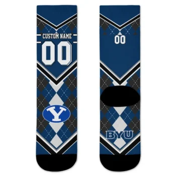Byu Cougars Socks Personalized Argyle Pattern Blue Best Selling