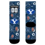 Byu Cougars Socks Personalized Scattered Icons Blue Best Selling