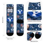 Byu Cougars Socks Personalized Scattered Icons Blue Best Selling