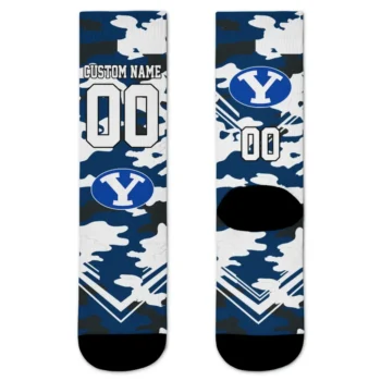 Byu Cougars Socks Personalized Woodland Camo Blue Best Selling