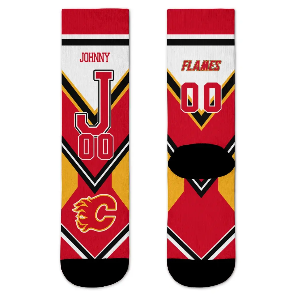 Calgary Flames Socks Custom Arrow Blocks Red Best Selling Calgary Flames Socks Custom Arrow Blocks Red Best Selling