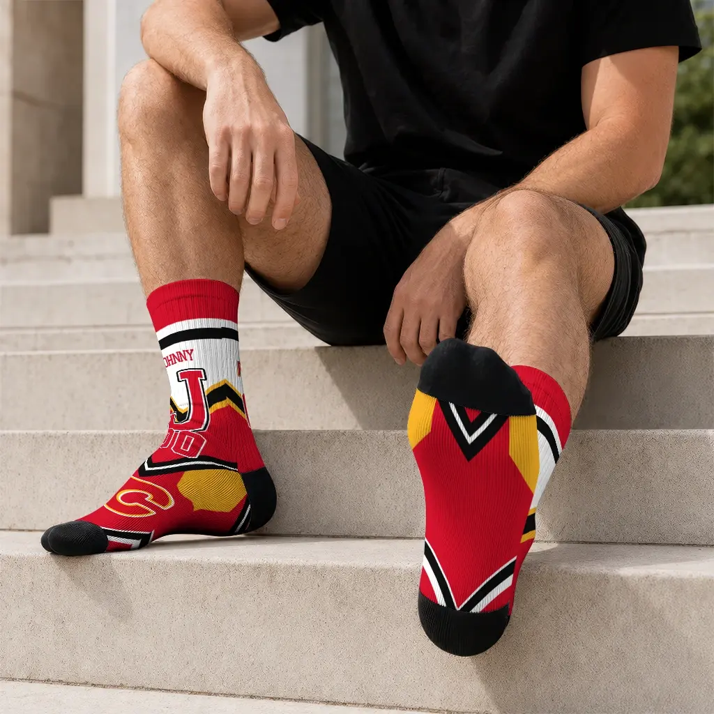 Calgary Flames Socks Custom Arrow Blocks Red Latest Model Calgary Flames Socks Custom Arrow Blocks Red Latest Model