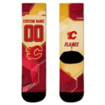 Calgary Flames Socks Customized Geometric Tech Red Best Selling