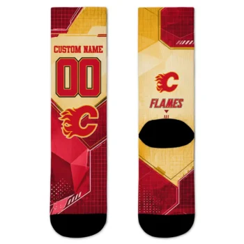 Calgary Flames Socks Customized Geometric Tech Red Best Selling